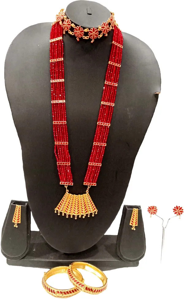 Assamese_Traditional_Red_Colour_Combo_Jewellery_Set_For_Women_&_Girl
